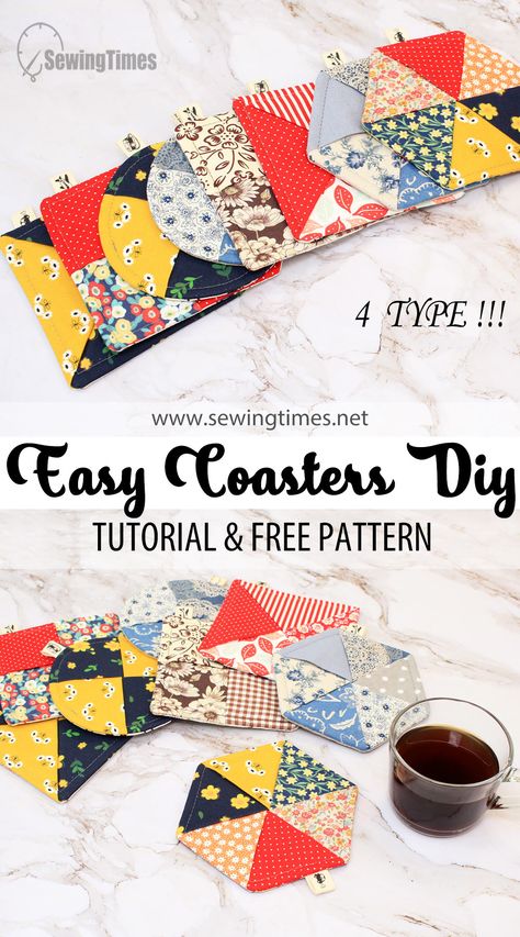 Fabric Coasters Diy Free Pattern, Fat Quarter Projects For Beginners, Sewing Beginners, Mug Rug Tutorial, Purse Sewing, Quilted Coasters, Mug Rug Patterns, Sewing Machine Projects, Scrap Fabric Projects