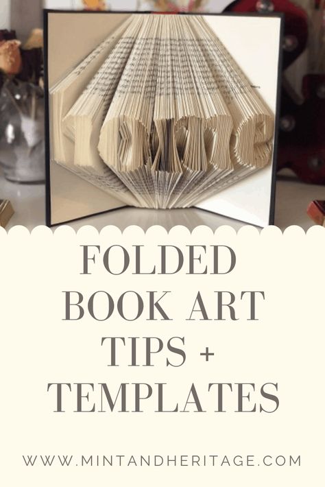 Book Folding Patterns Free Templates, Easy Spring Crafts, Book Folding Patterns Templates, Book Art Tutorial, Book Folding Templates, Book Folding Patterns Free, Folded Book Art Pattern, Old Book Crafts, Recycled Books