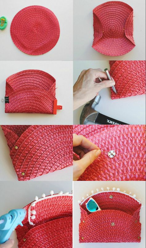 Trash To Couture: DIY Wicker Purse From Placemat Diy Purse Making, Diy Clutch Purse, Make A Purse, Pochette Diy, Trash To Couture, Diy Placemats, Coin Purse Tutorial, Sac Diy, Wicker Purse