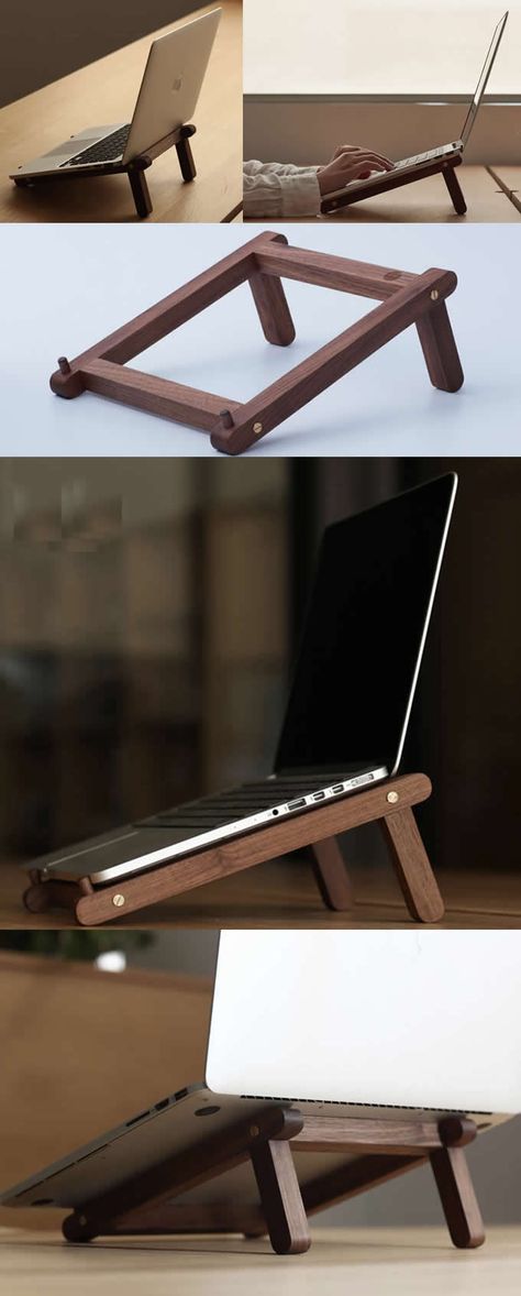 Universal Wooden 11-15.6 inches Laptop Macbook Cooling Stand Holder Riser Bracket Dock Laptop Desk Desktop Stand Holder Mount Cradle for Laptop Notebook Tablets iPad Macbook Air or Pro Laptop Desk Diy, Diy Laptop Stand, Meja Laptop, Shelf Riser, Laptop Stand Wood, Wooden Laptop Stand, Laptop Screen Repair, Hantverk Diy, Desk Diy