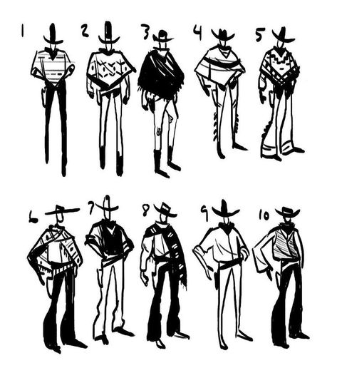 Outfit Drawing Reference, Western Oc, Cowboy Oc, Cowboy Reference, Cowboy Character Design, Optical Illusion Tattoos, Cad Bane, Illusion Tattoos, Outfit Drawing