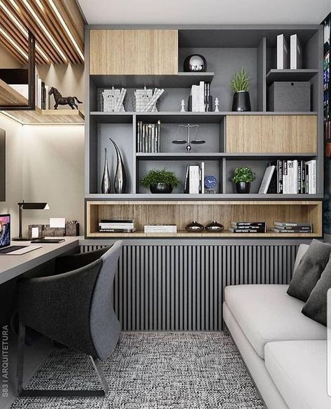 Modern Home Offices, Small Space Interior Design, Desain Pantry, Study Room Design, Modern Office Interiors, Small Home Offices, Mid Century Living Room, Small Home Office, Modern Home Office