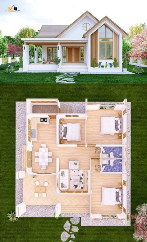 Small House Blueprints, Minimalist Bloxburg, Modern Small House Design, House Bloxburg, House Floor Design, Building House Plans Designs, Building Plans House, Casas The Sims 4, Sims House Plans