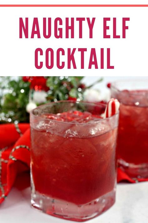 This Naughty Elf Cocktail is a delicious fruity adult beverage made with spiced rum and a delicious assortment of fruit juices and liquors. This is a super fun and adorable name that fits the drink. You and your guests will love this delicious combination of flavors. #christmascocktail #christmas #drinkrecipe #holidaydrinks #christmasparty Christmas Clausmopolitan, Elf Themed Drinks, Christmas Shots Alcohol Holiday Drinks Cocktail Recipes, Christmas Drinks For Adults Pitcher, Christmas Adult Beverages, Christmas Party Alcoholic Beverages, Christmas Cocktails Easy Vodka, Dessert Cocktail Recipes, Adult Drinks Recipes