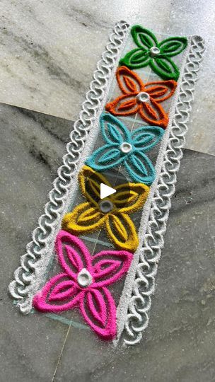 1.1M views · 4.7K reactions | Quick multicoloured border rangoli pattern for beginners!
#rangoliforbeginners #festivities #rangolidesigns #relaxing #rangoliart #festive #homedecor | Blissful Stuff by Poonam | songbirdtunes · Tujh me rab dikhta hai - Santoor Cover Poster Rangoli, Border Rangoli, Easy Rangoli Designs Diwali, Diwali Decorations At Home, Rangoli Patterns, Rangoli Borders, Flower Drawing Design, Small Rangoli, Small Rangoli Design