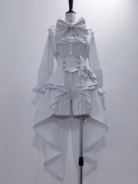 Bunny Theater White Irregular Hem Ouji Fashion Corset Belt White Ice Skating Outfit, Fontaine Outfits, Prince Outfits, Prince Attire, Prince Cosplay, Moon Outfit, Ouji Fashion, Moon Rabbit, Prince Clothes