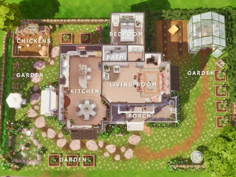 Cottagecore Sims House Layout, Sims 4 Cottage Blueprints, Cottage Living Sims 4 House Layout, Cottage House Plans Sims 4, Cottage Core House Floor Plan, Sims House Plans Cottage, Sims 4 Floor Plans Cottage, Small Sims Cottage, Sims 4 Houses Layout Cottage