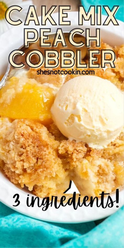 Peach Cobbler Recipe With Cake Mix, Can Peaches Recipes, Cake Mix Peach Cobbler, Canned Peach Cobbler Recipe, Peach Cobbler Cake, Cake Mix Cobbler, Yellow Cake Mix Recipes, Peach Cobbler Dump Cake, Cobbler Recipes Easy