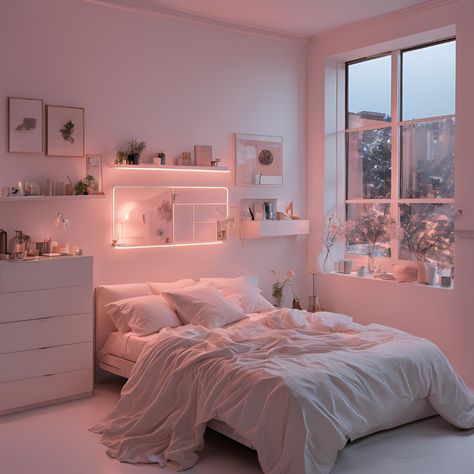 Pink bedroom White And Light Pink Room Aesthetic, White And Pink Aesthetic Room, Soft Pink And White Aesthetic Room, Cute Bedroom Ideas Pink And White, Room Inspo Light Pink, Aesthetic Light Pink Bedroom, White Room Pink Accents, Minimalist Bedroom Pink And White, Plain Bedroom Ideas