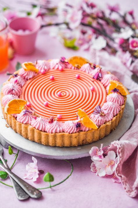 Grapefruit and Orange Tart Grapefruit Dessert, Short Crust Pastry, Orange Tart, Easy Tart Recipes, Orange Curd, Chocolate Decoration, Tart Dessert, Cake Vegan, Custard Filling