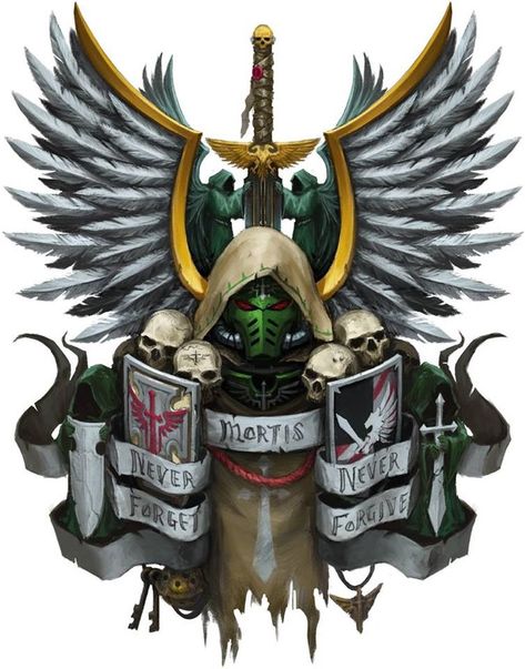 Dark Angels coat of arms. 40k Tattoo, Chapter Inspiration, Warhammer 40k Dark Angels, 40k Dark Angels, Dark Angel Tattoo, Warhammer Dark Angels, Thanksgiving Board, Arte Heavy Metal, Dark Angels 40k