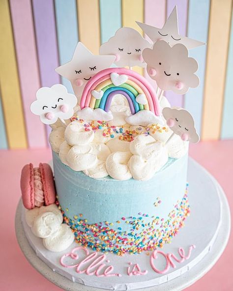 On Cloud Nine Birthday Cake, On Cloud Nine Cake, Cloud 9 Birthday, White Flower Cake, White Flower Cake Shoppe, 9th Birthday Cake, Cloud Cake, Rainbow Birthday Cake, Sleepover Birthday Parties