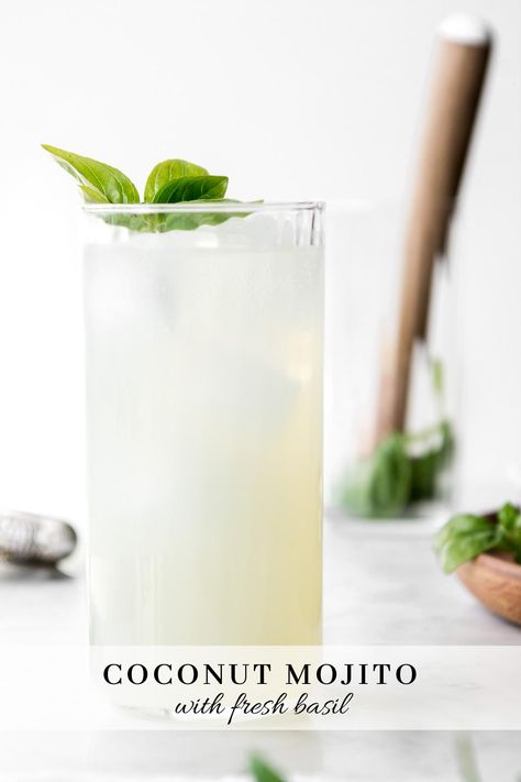 White Cocktails Drink, Cocktail With Coconut Water, White Cocktail Recipe, White Cocktails Recipes, White Drinks Cocktails, White Mojito, Zodiac Drinks, White Rum Drinks, Seltzer Cocktails