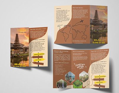 Travel Broucher Ideas Design, Study Abroad Brochure, Broucher Design Layout Simple, Travel Brochure Design Layout, Travel Brochure Design Creative, Travelling Brochure, Brochure Front Page Design, Aesthetic Brochure Ideas, Broucher Ideas Design