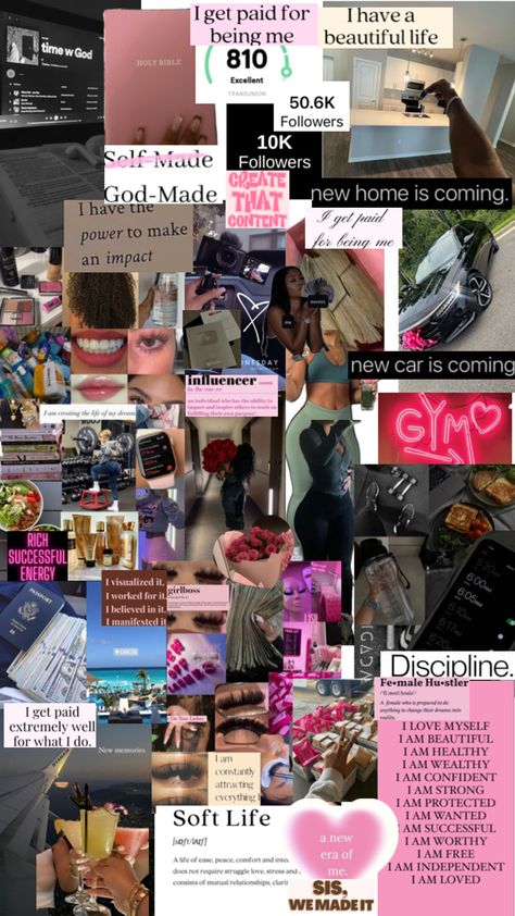 Reinventing Yourself Black Women, Good Life Aesthetic, Real Estate Vision Board, Best Self Journal, Vision Board Collage, Manifesting Vision Board, Vision Board Examples, Life Goals Future, Goal Board