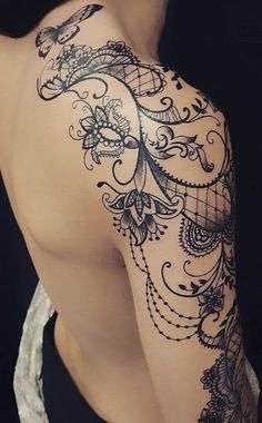 Top 103 Best Lace Tattoos [2020 Inspiration Guide] - Next Luxury Lace Tattoos, Lace Tattoo Design, Tato Henna, Cat Tattoos, Inspiration Tattoos, Tiny Tattoo, Lace Tattoo, Shoulder Tattoos For Women, Diy Tattoo