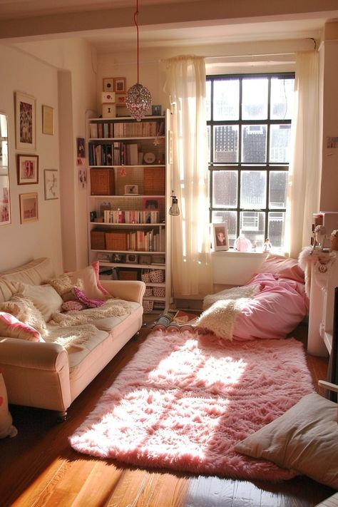 Girly Living Room, Apartment Girly, Apartment Simple, Girly Apartments, Girly Apartment Decor, Deco Studio, Dream Apartment Decor, Future Apartment Decor, Room Redesign