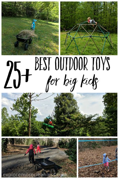 25+ outdoor toys for big kids - Explore More Clean Less Diy Outdoor Toys, Outdoor Forts, Best Outdoor Toys, Outdoor Kids Play Area, Kids Outdoor Activities, Outdoor Decor Ideas, Backyard Toys, Play Area Backyard, Backyard Activities