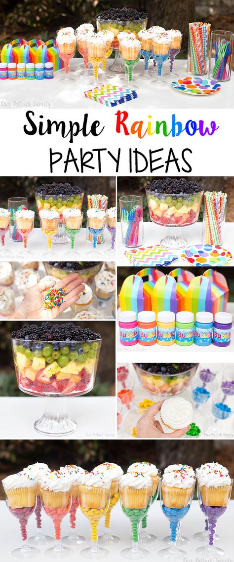 Simple Rainbow Party Ideas #ad #BJsSmartSaver Rainbow Party Ideas, 4de Verjaardag, Pyjamas Party, Rainbow Parties, Fruit Party, Cupcakes Cake, Rainbow Birthday Party, Birthday Party Food, Rainbow Party