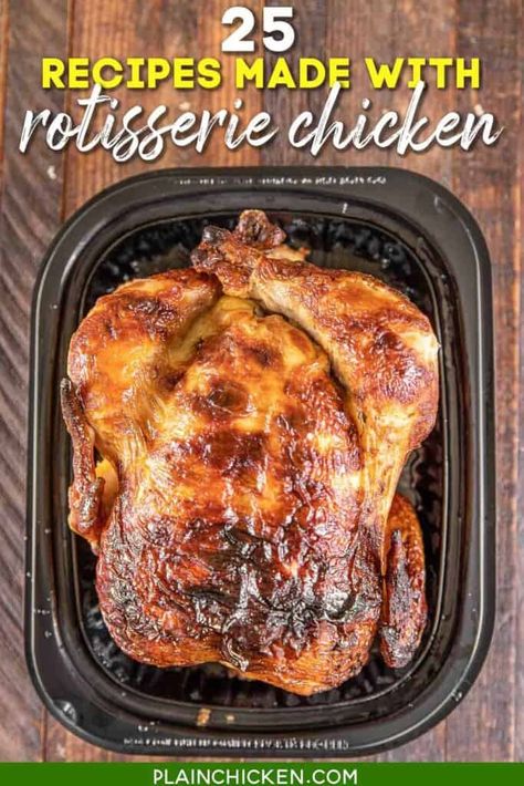 25 Recipes to Make with a Costco Rotisserie Chicken - rotisserie chicken is my secret weapon in the kitchen. It tastes great and saves so much time! Pull the chicken meat from the bones and freeze for a quick meal later. Use the chicken in any recipe that calls for cooked chicken - casseroles, soups, sandwiches, dips. One chicken can make two casseroles! We always have some in the freezer to whip up an easy meal! #rotisseriechicken #chicken #freezermeals #costco #casserole #soup Store Bought Rotisserie Chicken, Rice Meals, Costco Rotisserie Chicken, Chicken Keto, Leftover Rotisserie, Chicken Easy, Rice Dinner, Chicken Healthy, Plain Chicken