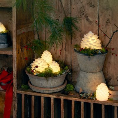 Home - Holiday - Shop All Holiday - Terrain Fire Pots, Winter Planter, Globe Ornament, Fire Clay, Winter Forest, Hand Poured Candle, White Led Lights, Holiday Home Decor, Shop The Look