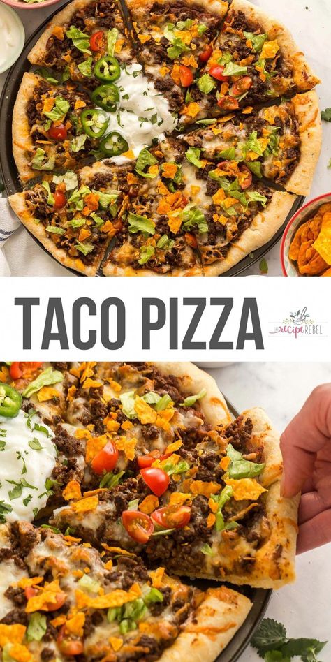 Taco Toppings, Taco Pizza, Pizza Margherita, Pizza Recipes Homemade, Flatbread Pizza, Ground Beef Recipes Easy, Beef Recipes Easy, Pizza Hut, Pizza Party