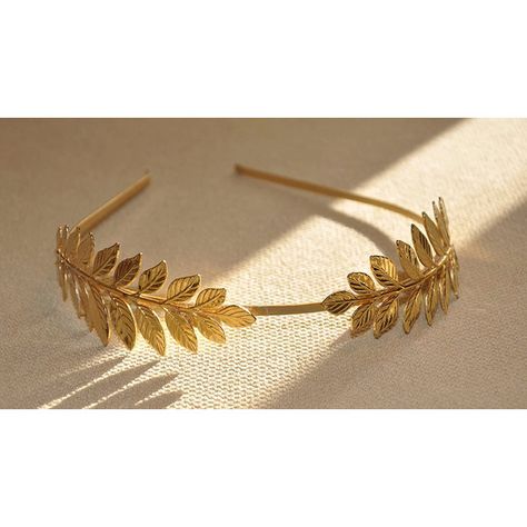 Athena Double Leaves Headband Goddess Laurel Wreath Greek Crown Bridal... ($60) ❤ liked on Polyvore featuring accessories, hair accessories, headwear, head, jewelry, grey, headbands & turbans, head wrap turban, crown headband and bridal headbands Greek Headpiece, Greek Crown, Laurel Wreath Crown, Gold Leaf Headband, Laurel Crown, Crown Aesthetic, Leaves Headband, Gold Tiara, Bride Headpiece