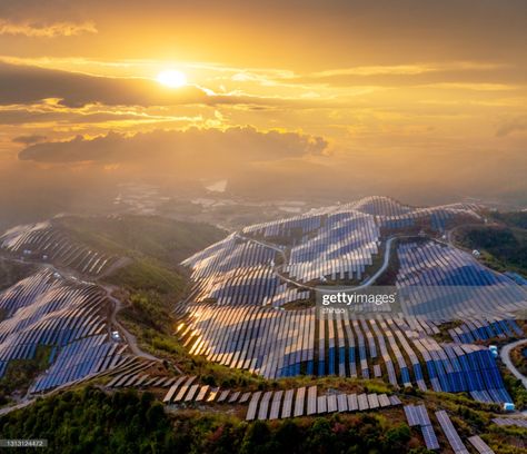 Fujian China, Solar Farm, City Skylines, Bird's Eye View, Birds Eye View, Birds Eye, City Skyline, Renewable Energy, Aerial View