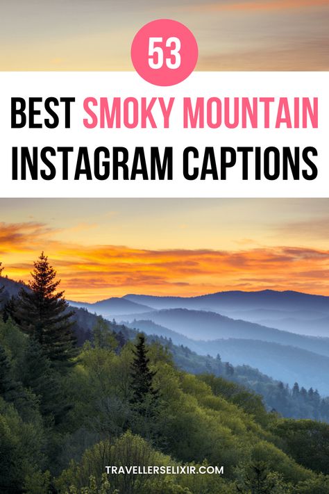 Best Smoky Mountain Instagram captions & quotes Instagram Captions Travel Mountains, Captions For Mountains Pics, Travel Captions Mountains, Caption For Travel Pictures Mountain, Captions For Mountain Pictures, Caption Related To Mountains, Vacation Captions For Instagram, Instagram Captions Travel, Family Vacation Quotes