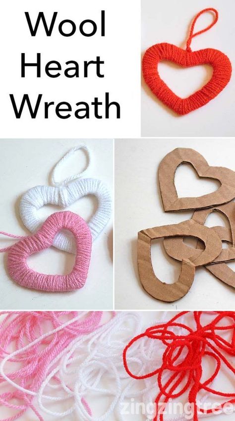 Saint Valentin Diy, Valentines Bricolage, Seni Dan Kraf, Valentine Crafts For Kids, Diy Valentine, Kraf Diy, Heart Wreath, Heart Crafts, Wool Crafts