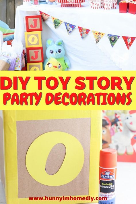 If you're searching for Toy story birthday party decorations, you'll love these DIY blocks cardboard! These Toy Story decorations DIY are perfect for a Toy Story party. They're cardboard blocks for kids that look amazing with Toy Story party decorations and Toy Story decorations. If you need Toy Story party ideas, you'll love these box blocks DIY! They're easy Toy Story birthday party ideas and easy DIY Toy Story decorations. Diy Toy Story Name Blocks, Diy Toy Story Birthday Party Ideas, Diy Abc Blocks, Toy Story Birthday Decorations Diy, Toy Story Letters Diy, Toy Story Party Decorations Diy, Toy Story Diy Decor, Diy Toy Story Centerpieces, Toy Story Birthday Party Ideas Decoration