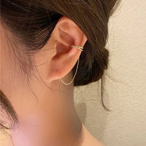 Silver Ear Cuff Earrings, Ear Threader, Emerald Green Earrings, Initial Earrings, Brass And Copper, Gold Ear Cuff, Silver Ear Cuff, Climber Earrings, Beautiful Gift Wrapping