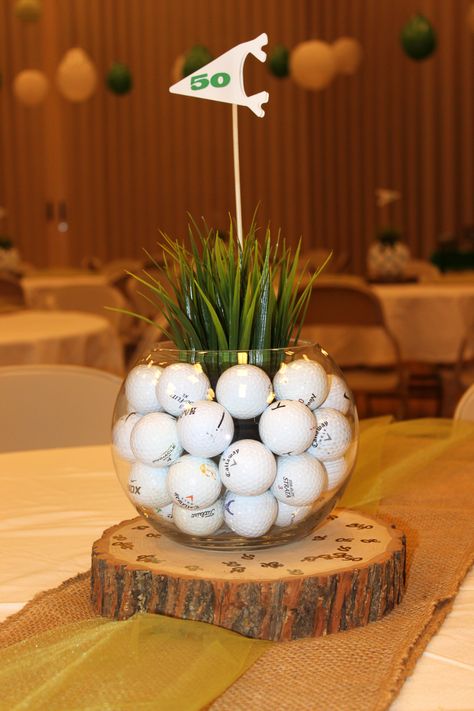 Cute Golf Centerpieces Golf Dinner Party, Golf Table Decorations, Golf Centerpieces, Golf Baby Showers, Diy Golf, Themed Centerpieces, Golf Theme Party, Birthday Golf, Childrens Parties