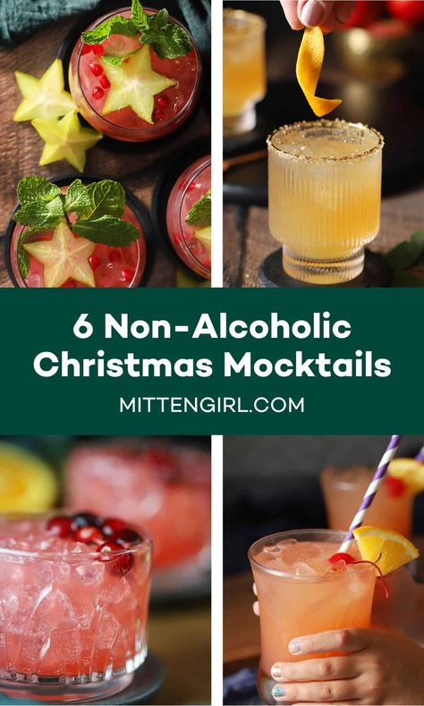 Christmas Mocktail Recipes, Christmas Mocktail, Christmas Drinks Nonalcoholic, Holiday Mocktail, Christmas Mocktails, Holiday Party Drinks, Christmas Drinks Recipes, Christmas Drinks Alcohol, Christmas Dinner Menu