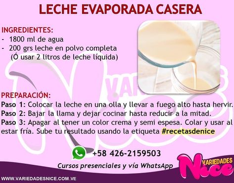 @variedadesnice / Hola mis bell@s amig@s 😁 aquí les comparto con mucho cariño la receta para hacer LECHE EVAPORADA CASERA, que le saques… Homemade Pantry, Pastel Cakes, Decadent Cakes, Pastry And Bakery, Sweet Cakes, Sin Gluten, Flan, Cake Cookies, Sweet Recipes