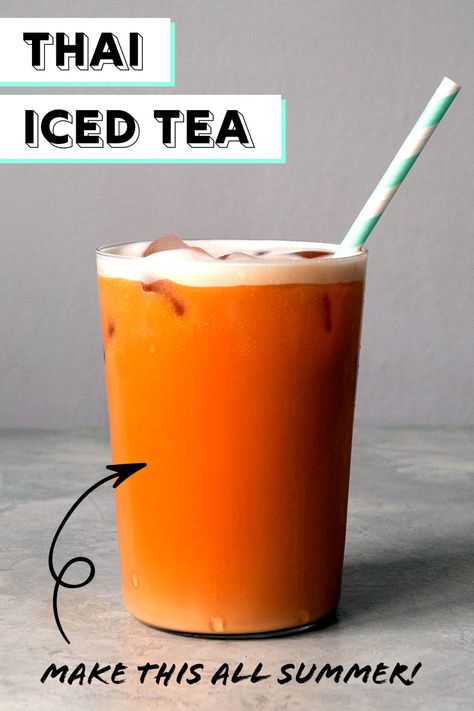 Thai Tea Recipe, Tai Tea, Thai Iced Tea Recipe, Summer Tea Recipes, Thai Tea Recipes, Flavored Iced Tea Recipes, Iced Tea Recipes Homemade, Thai Iced Tea, Homemade Iced Tea