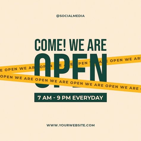 We Are Open Poster Design, Open Now Poster Design, Soft Opening Poster Design Cafe, Restaurant Opening Soon Poster Design, Instagram Opening Post, Brand Opening Poster, Hiring Post Design Creative, Opening Store Poster Design, Business Growth Creative Ads