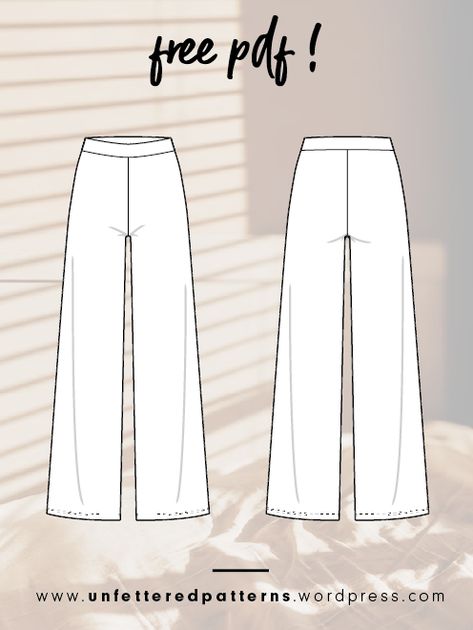 Lounge Pants Pattern Free, Pyjama Pants Pattern Free, Wide Leg Trouser Pattern Free, Simple Pant Pattern, Sewing Patterns Pants Women, Free Palazzo Pants Pattern, Linen Pants Diy, Wide Leg Trousers Sewing Pattern, Straight Leg Pants Pattern Sewing