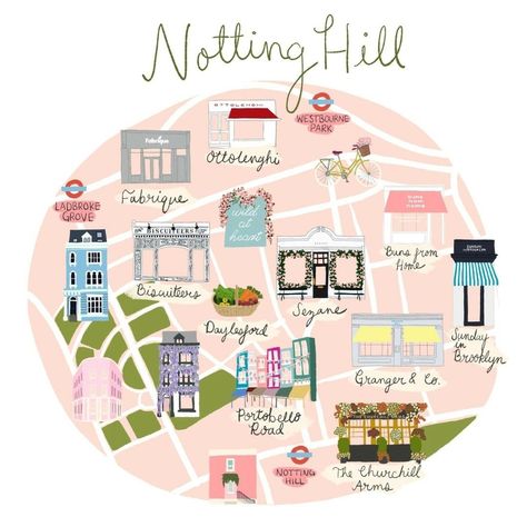 Nothing Hill Aesthetic, Notting Hill Aesthetic, Buns From Home, Sezane Clothing, Daylesford Farm, Kids Charity, London Photo Ideas, Visual Map, Aesthetic London