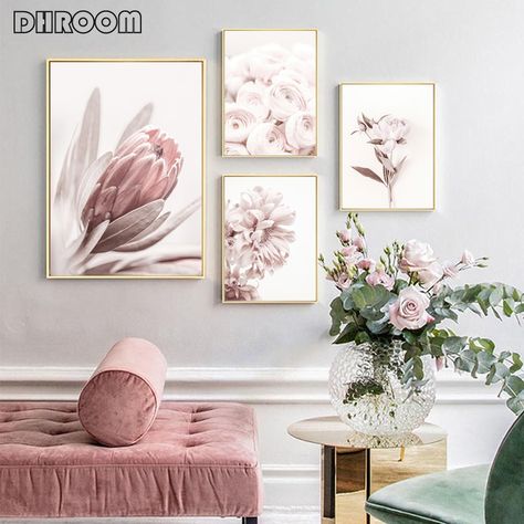 Rose Canvas Painting, Living Room Decor Pictures, Living Bedroom, Flowers Wall Art, Floral Art Print, Scandinavian Living, Flowers Wall, Islamic Wall Art, Floral Prints Art