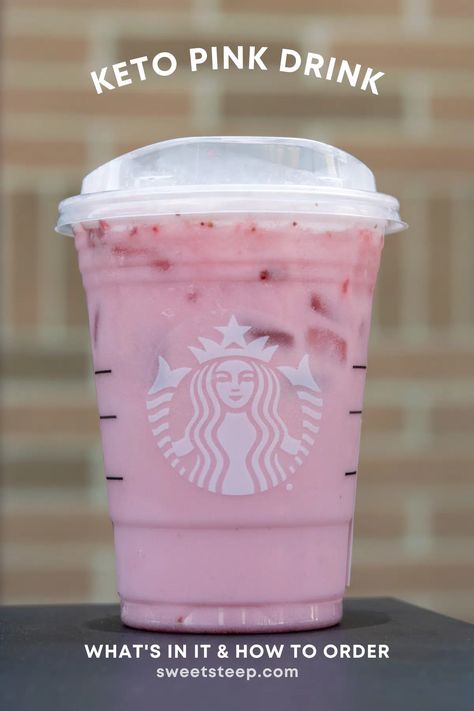 Sugar Free Starbucks Drinks, Keto Pink Drink, Keto Starbucks Drinks, Starbucks Pink Drink Recipe, Starbucks Strawberry Acai Refresher, Low Carb Starbucks Drinks, Pink Drink Starbucks, Resep Starbuck, Minuman Starbucks