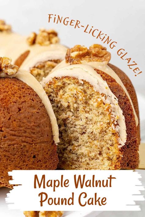 Maple Walnut Bundt Cake, Maple Syrup Walnut Cake, Walnut Spice Cake, Maple Pecan Pound Cake, Maple Walnut Cake Recipes, Walnut Bundt Cake Recipes, Maple Pound Cake, Recipes With Walnuts In It, Black Walnut Pound Cake Recipe