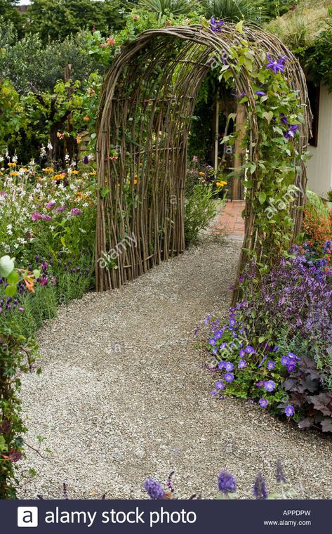 Willow Archway, Gravel Pathway, Garden Archway, Willow Garden, Cottage Garden Design, Garden Arches, Garden Arbor, Have Inspiration, Garden Trellis