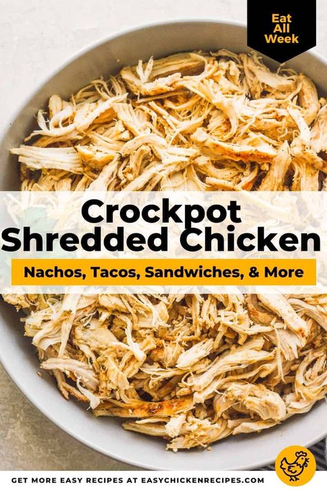 Crockpot Shredded Chicken, Shredded Chicken Crockpot, Slow Cooker Shredded Chicken, Chicken Breast Crockpot Recipes, Crockpot Chicken Breast, Chicken Eating, Shredded Chicken Recipes, Chicken Breast Seasoning, Chicken Slow Cooker Recipes