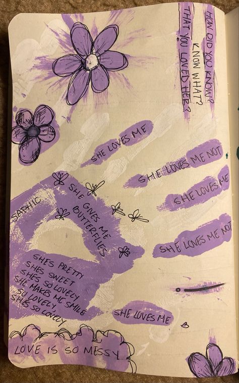 Sketches To Gift Someone, Purple Art Journal, Purple Marker Drawing, Sweet Doodles For Him, Journal Painting Ideas Easy, Scrapbook Ideas For Girlfriend Wlw, Lesbian Sketching, Wlw Sketch, Asthetic Sketchs