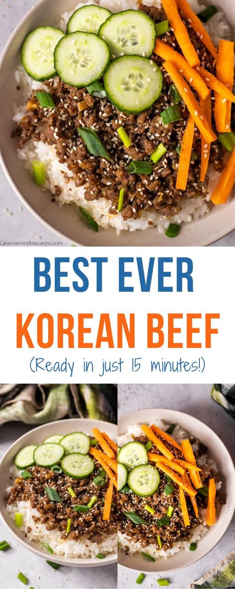 If you’re looking for a quick and easy weeknight meal, then try this Korean beef and rice! It’s the perfect combination of flavors for a meal that’s going to become a new family favorite! With a few pantry staples, you can make a delicious meal from start to finish in just 15 minutes! One Pot Beef And Rice, Beef And Rice Bowl, Korean Beef And Rice, Hamburger And Rice Recipes, Easy Korean Beef, Korean Beef Recipes, Easy Suppers, Korean Bbq Beef, Steak And Rice