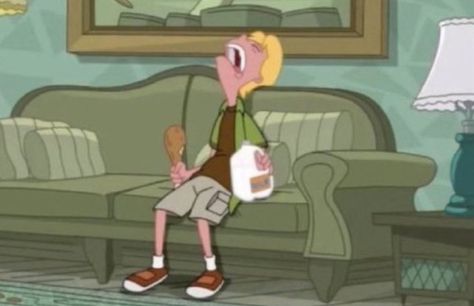 Holding A Chicken, Gallon Of Milk, Phineas E Ferb, Chicken Drumstick, Phineas Y Ferb, Breakfast Meal, Phineas And Ferb, Funny Profile, Silly Images