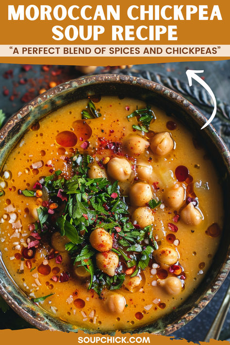 Moroccan Chickpea Soup Recipe Chickpea Soup Recipes Vegan, Blended Chickpea Soup, Easy Chickpea Soup, Lentil Chickpea Soup, Chickpea Recipes Soup, Vegan Broth Soup Recipes, Corba Turkish Soup, Healthy Chickpea Soup, Coconut Miso Chickpea Soup