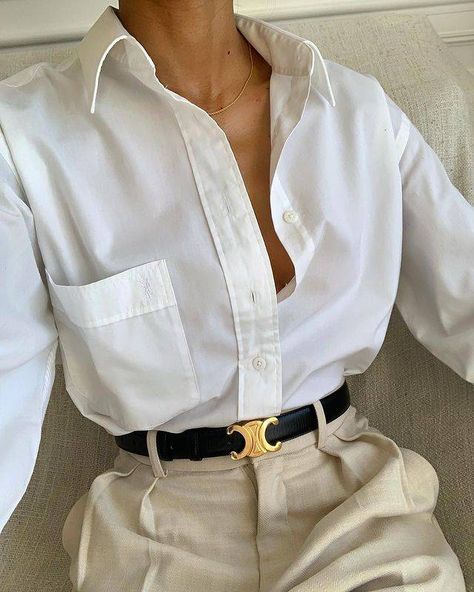 Trousers, White Shirt, Pants, Gold, White