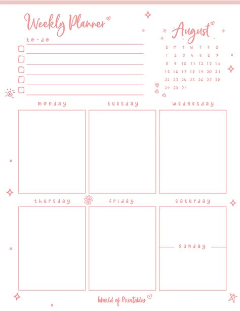 This free Cute August 2021 Weekly Planner Printable is such a stylish way to organize and plan your week. Use it for personal planning, work planning or even as a part of your study planner. This free printable weekly planner comes with matching aesthetic wallpaper and to do list. Homework Planner, Daily Planner Printables Free, Weekly Planner Free Printable, August Calendar, Study Planner Printable, Weekly Planner Free, November Calendar, Week Planner, Calendar Day